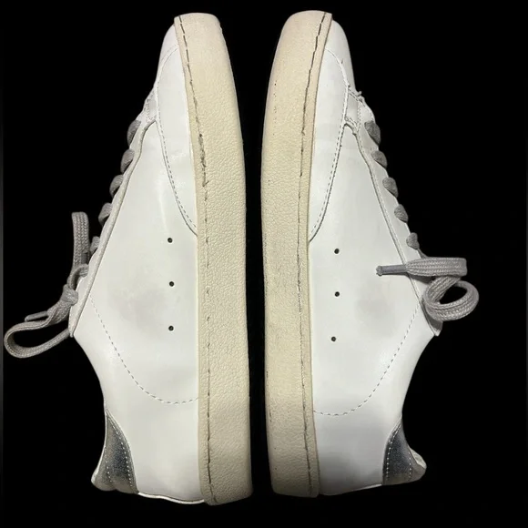 Zhuocaizi Golden GGBD SSTAR Women's White and Silver Star Sneakers - Picture 4 of 7